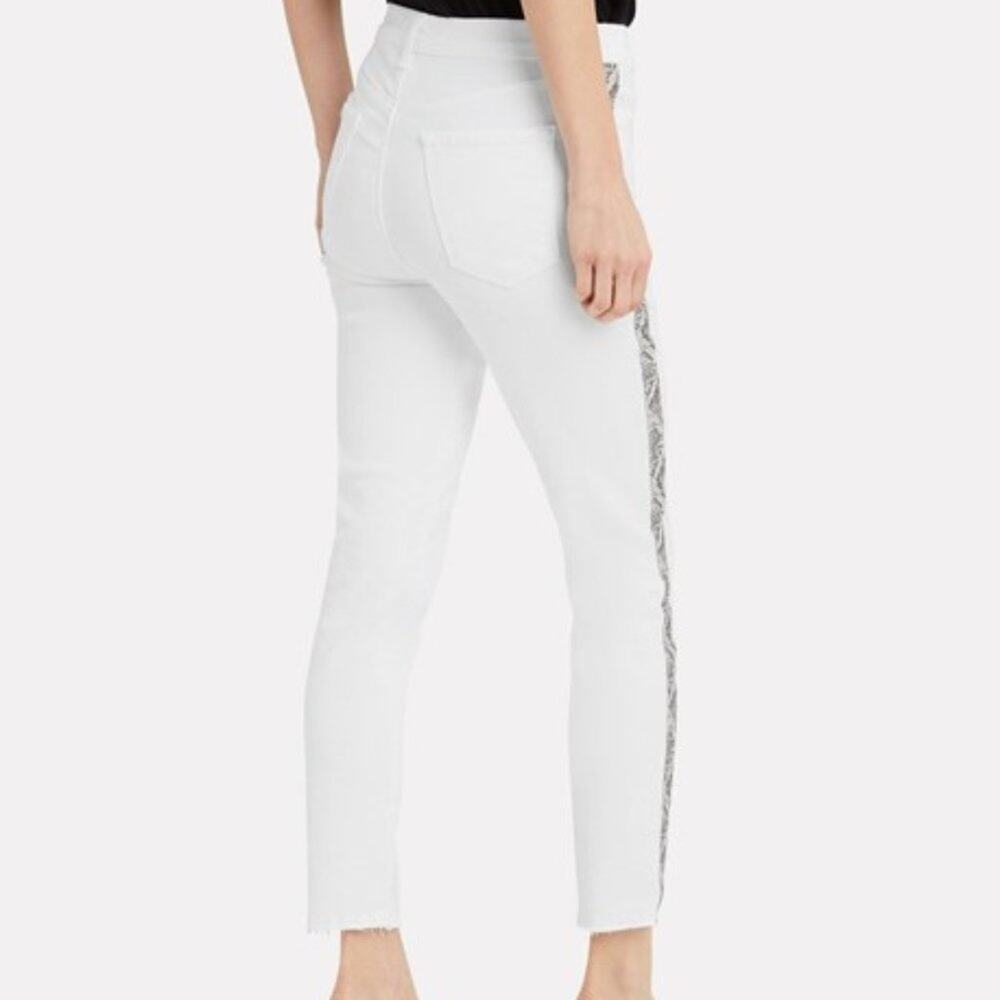 JBRAND ALANA SNAKESKIN STRIPE JEANS IN WHITE Size 26 - Picture 2 of 4